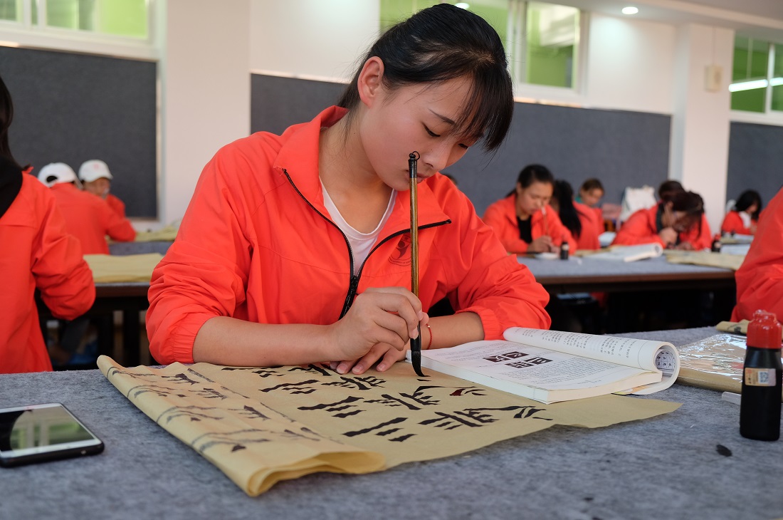 教师基本技能实验室(书法 小学教育学生正在单字结构学习儿童观察与